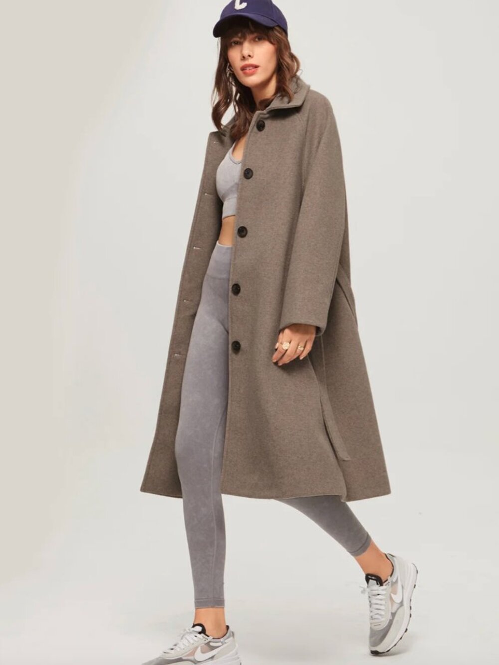 Commense Oversized Brushed Belted Long Overcoat - Picture 1 of 4
